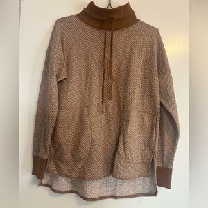 Brown Cowl Neck Sweater with Pockets